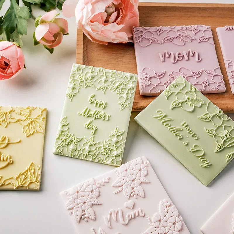 Saffron Acrylic Happy Mother's Day Cookie Cutter Square Plastic Chocolate Mold Embosser 'Mom' 'Mama' 'Mother' Shaped