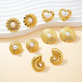 Luxury Designer Stainless Steel Wholesale Jewelry 18K Gold Plated Pearl Conch Shell Heart Bow Flower Accessories Stud Earrings