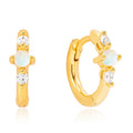 Gemnel Latest Trendy 925 Sterling Silver 18k Gold Vermeil Diamond Opal Huggie Hoop Earrings