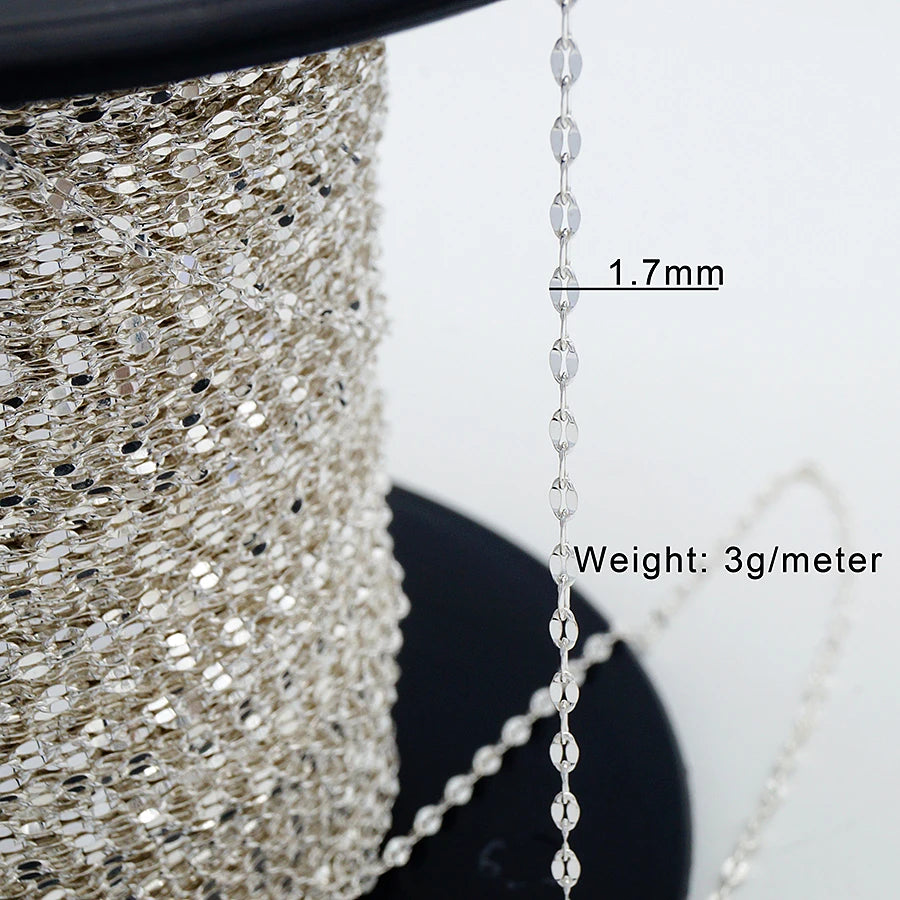 Wholesale Pure 925 Sterling Silver Roll Chains Necklaces  Lip Link Chain for Jewelry Making