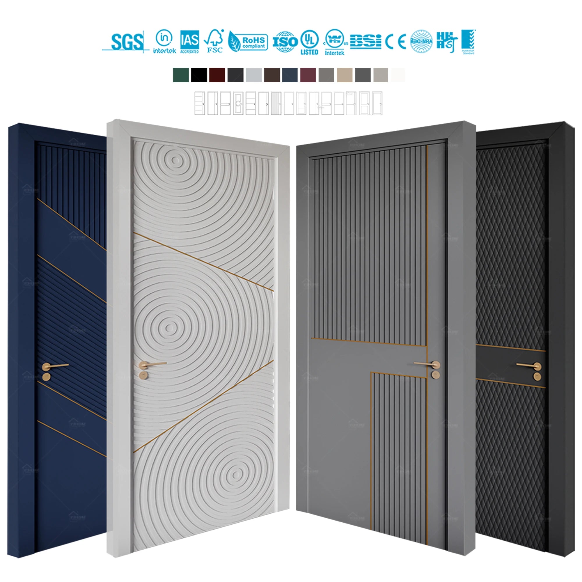 China Top Manufacturer Custom Luxury Soundproof Inside Doors for Houses Living Room Door Solid Wood Doors