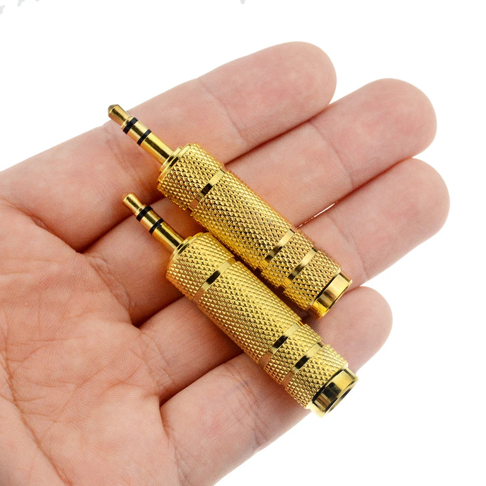 SDPSI2pcs/lot Gold-plated 6.5 mm Socket Female to 3.5 mm Plug Male Stereo Audio Adapter Jack Converter Microphone