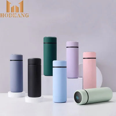 Custom logo 350ml 500ml Smart LED Temperature Display Thermos Flask Matte  Rubber Paint Stainless Steel Water Bottle