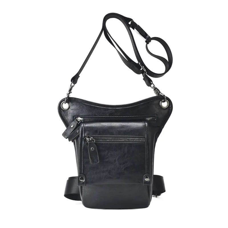 SG0437 Unisex PU Leather Cycling Phone Waist Belt Pack Fitness Elastic Fanny Pack Carnival Drop Leg Bag Bumbag