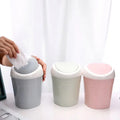 Plastic Desktop Trash Can with Shaker Lid Small Living Room Coffee Table Paper Basket Household Desktop Mini Storage Bin