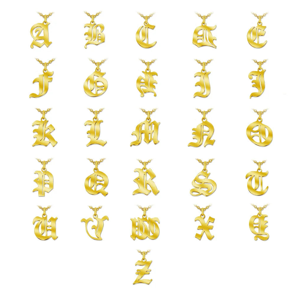 New Gold Initial Necklace Alphabet Charm Pendant Personalized Jewelry 18k Stainless Steel Capital Letter Pendant