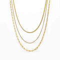 Joolim Jewelry 18K Gold Plated Three Layers Snake Chain Necklace Stainless Steel Jewelry Wholesale