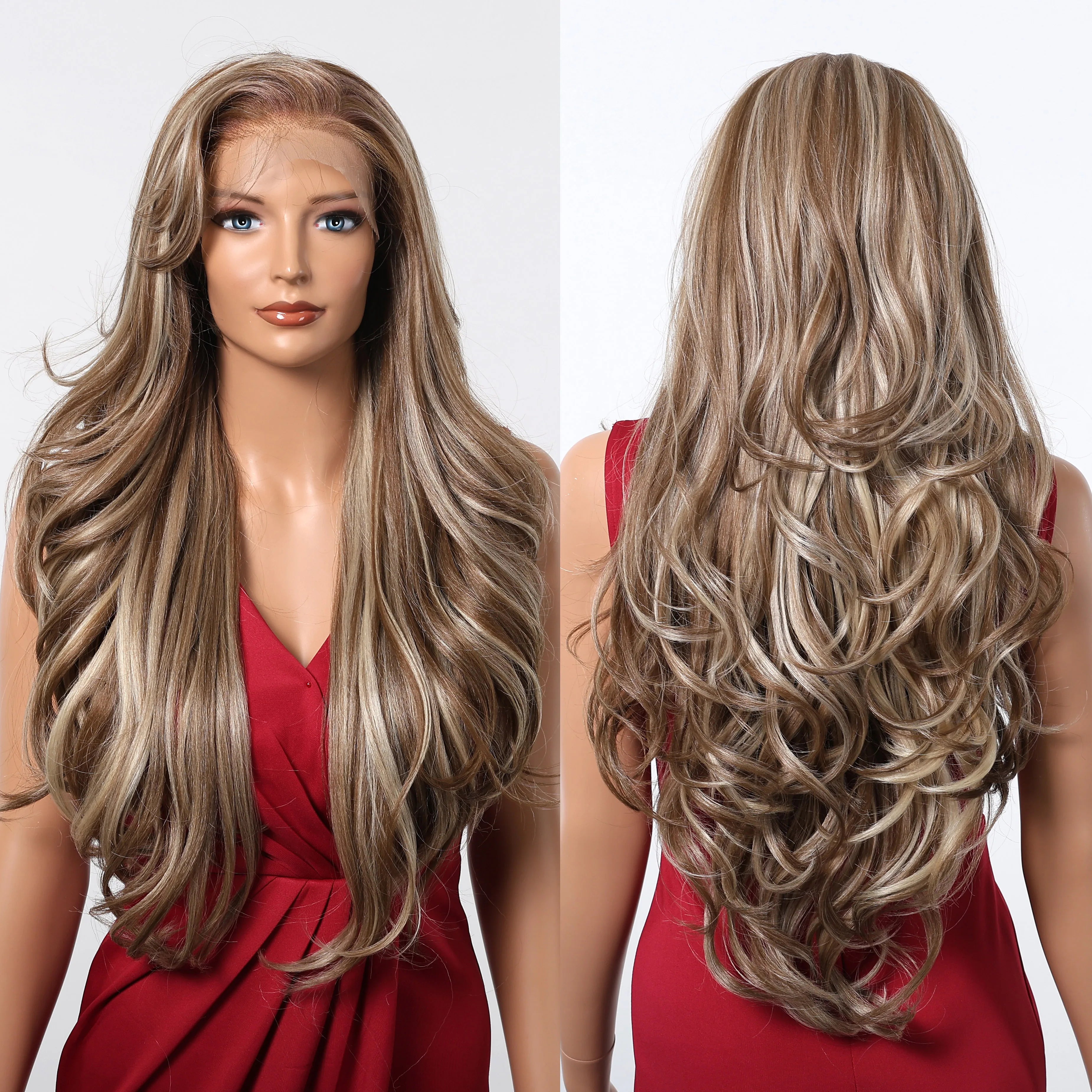 Fast Shipping 13*6 Lace Wig Heat Resistant High Temperature Fiber Wig Natural Matte Soft Handmade Lace Real Photo White Stripe
