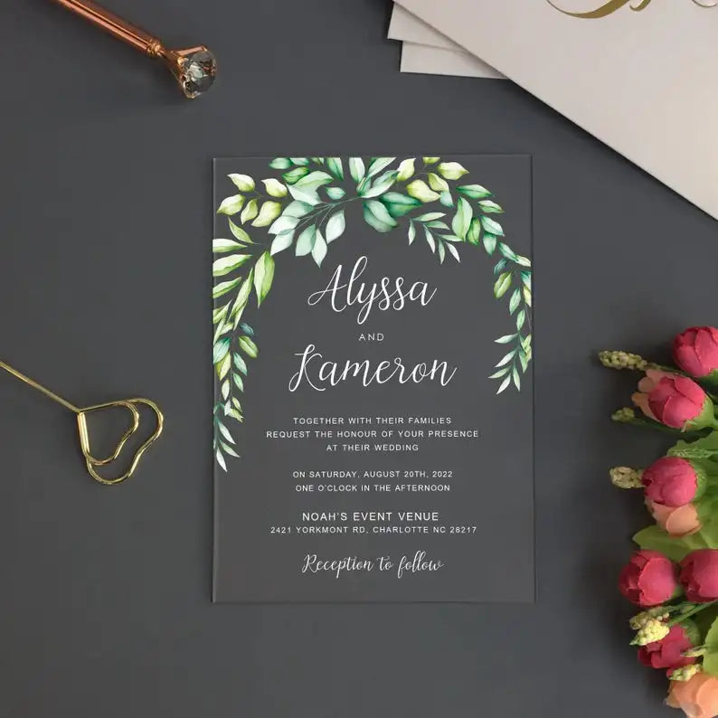 Customized Luxury Transparent Acrylic Wedding Invitation Cards 5X7 Inches Clear Acrylic Menus UV Printed DIY Craft Anime Paper