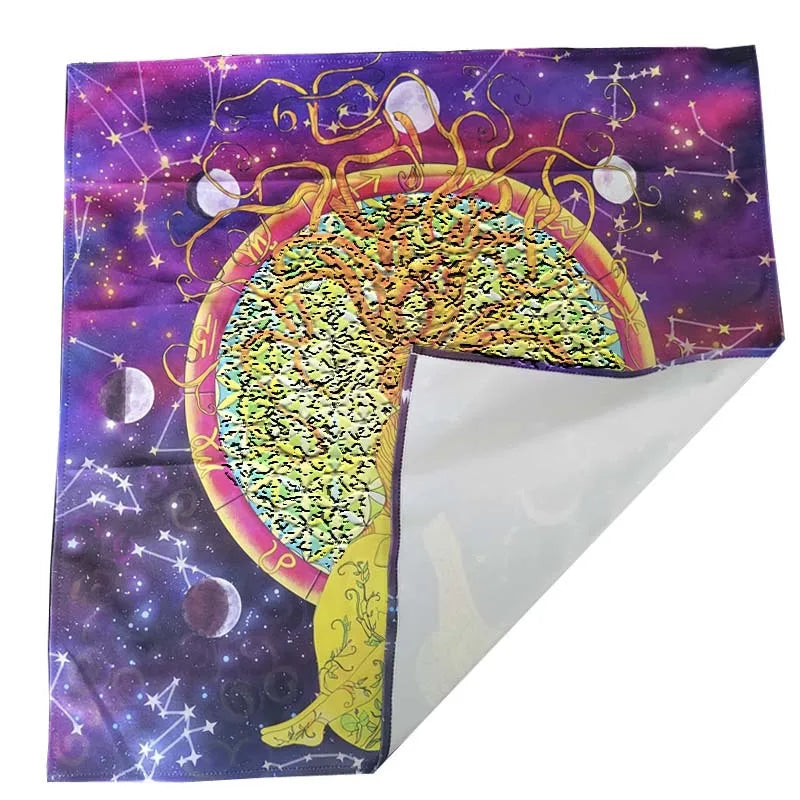 Custom Digital Retro Tree of Life Divination Wicca Velvet Square Altar Tarot Table Cloth