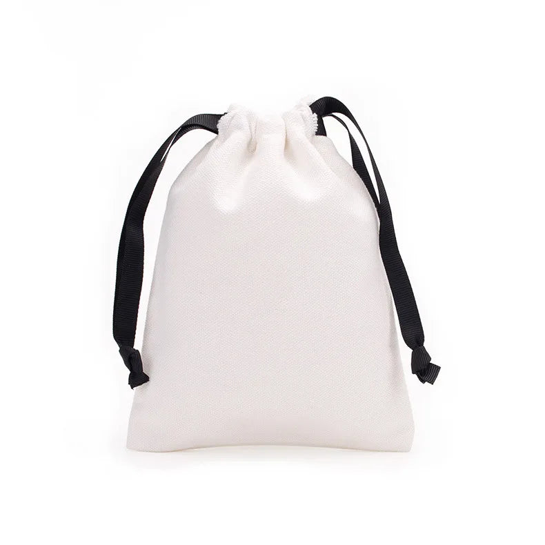 Personalized Bags Large Natural White Canvas Sack Black Muslin Drawstring Cotton Jewelry Packaging Gift Pouch Dust Bag