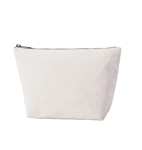Custom Logo Silk-screen Printed Gift Cotton Canvas Carry All Pouch Fashion Toiletry Travel Makeup Cosmetic Bag Drawstring