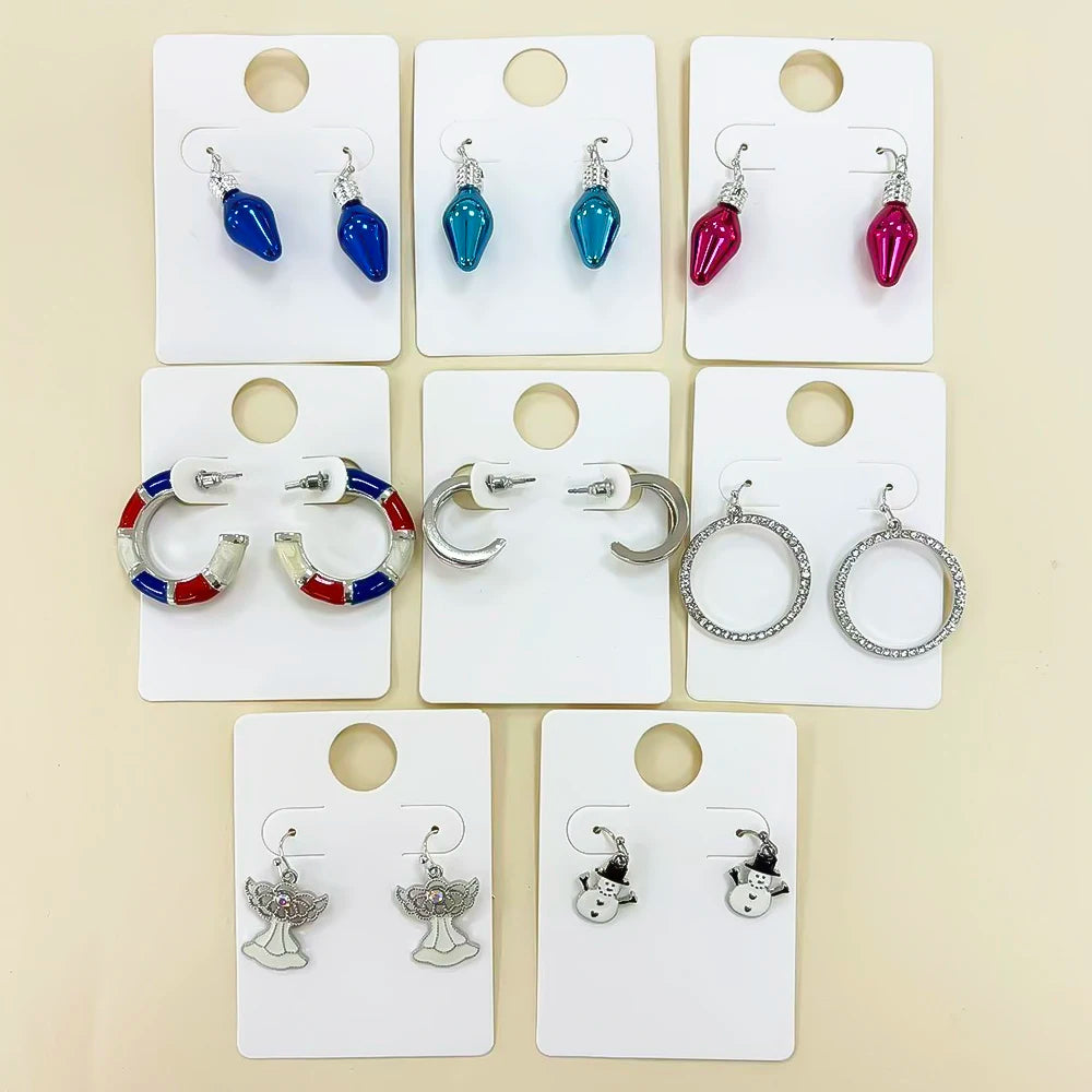 Small Cute Lovely Glitter Acrylic Christmas Festival Earrings Unique Angel Snowman Design Party Gift Earrings Hoop Diamond
