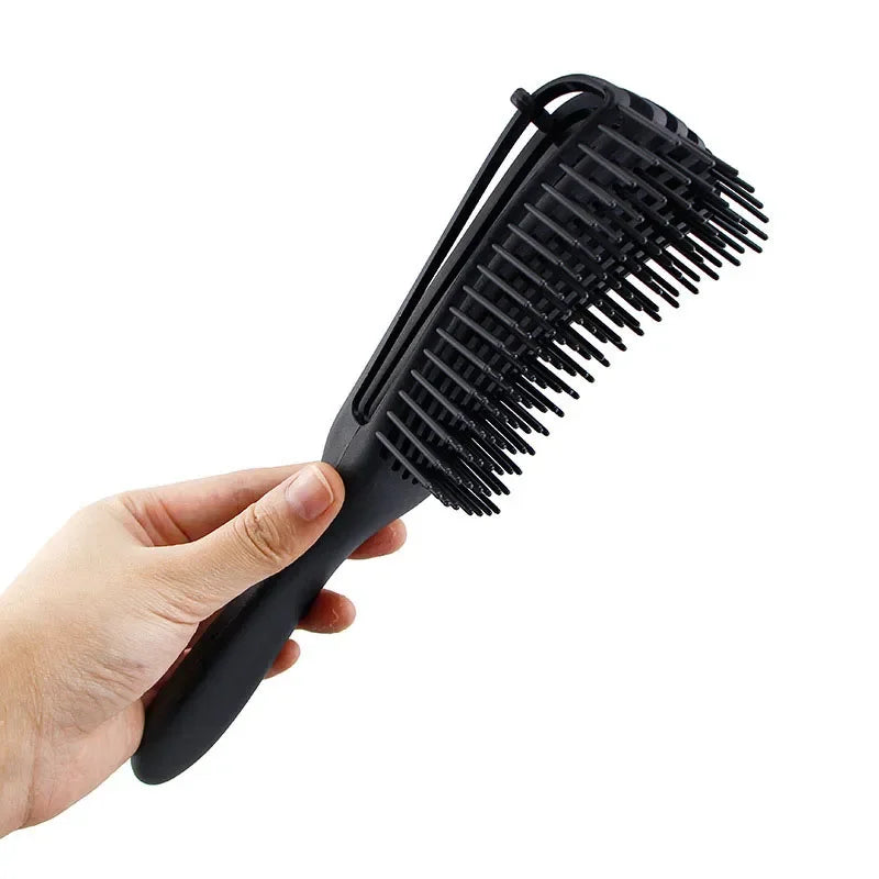 Custom Logo Salon Home Use Octopus Comb Hair Brush Vented Eight Rows Wavy Non-slip for Curly Detangling Featuring Plastic Handle