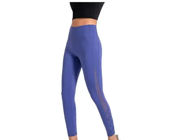 Custom Womens High Waist Mesh Yoga Leggings Tummy Control Workout Squat Proof Yoga Pants Casual Sportswear -Side Mesh Yoga Pants