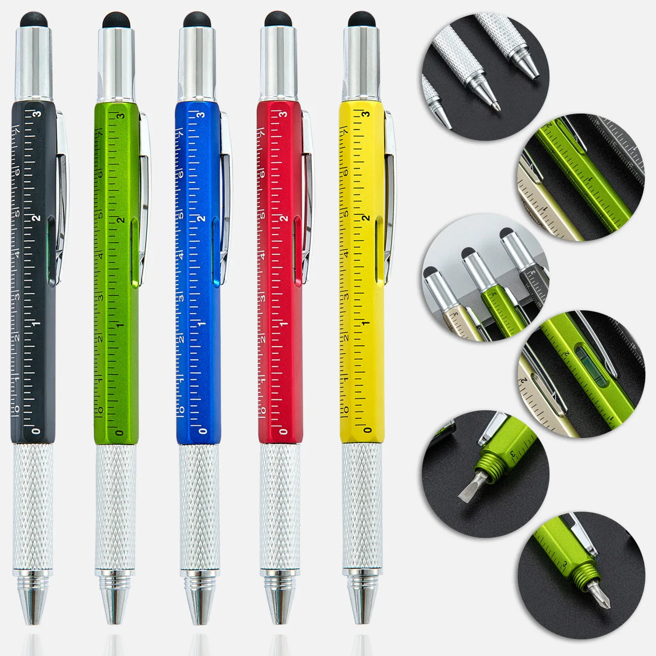 6-in-1 Level Spirit Level Scale Ruler Flathead Phillips Double-Headed Screwdriver Ballpoint Pen Plastic Tool Pen Promotional