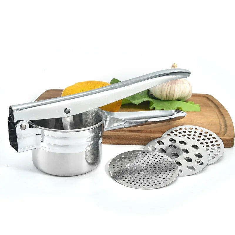 Stainless Steel 4-Piece Heavy Duty Manual Potato Ricer Masher Press for Smooth Mashed Potatoes Vegetables Fruits Baby Food Home
