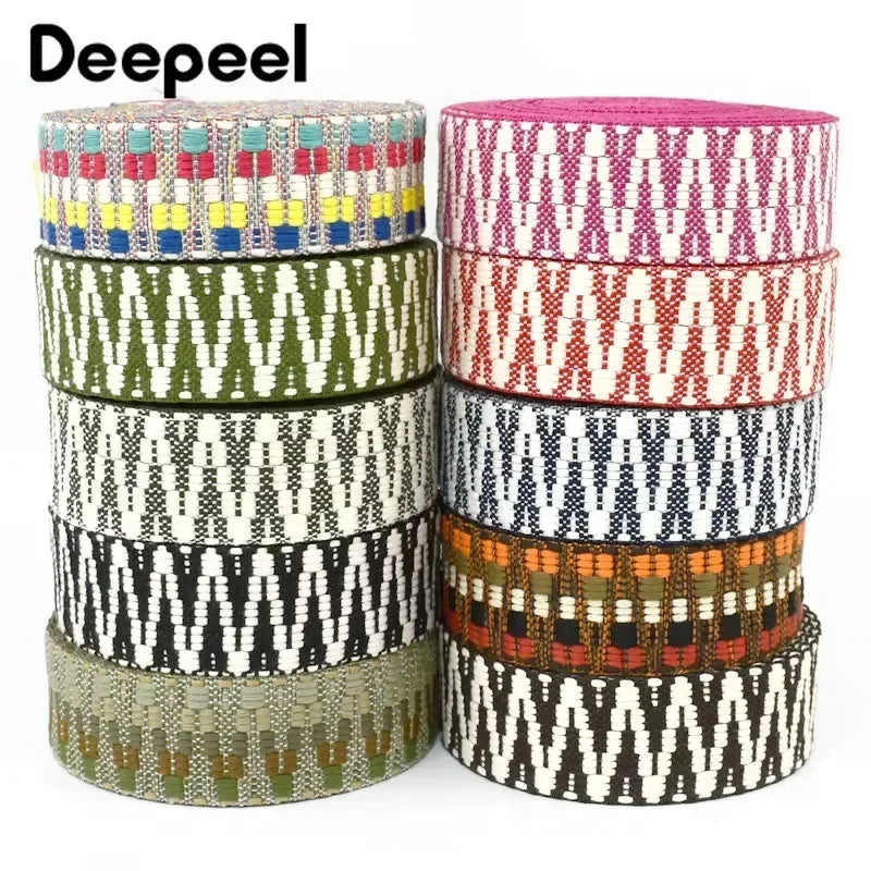 Deepeel RD803 38mm Jacquard Webbing Tape DIY Handmade Ethnic Style Replaceable Bag Strap Materials Accessories for Handbags