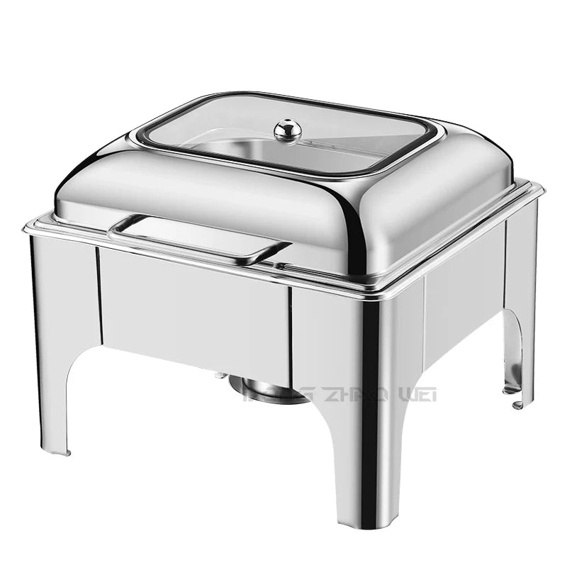 Food Warmer Buffet Rectangle Chafing Dish Serving Flip Top Chafing Dish Buffet Set Stainless Steel Square Food Warmer