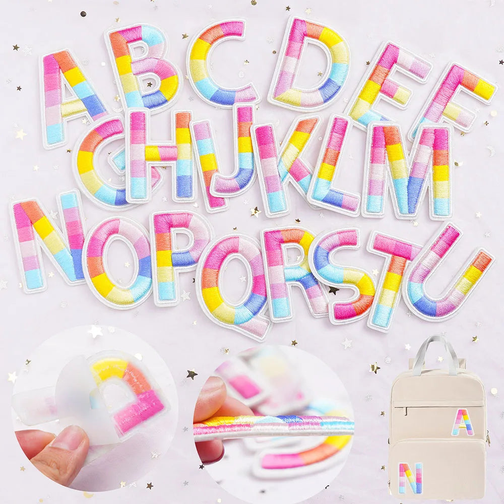 The New Hot Iron on Embroidered Patches Wholesale Colourful Bag Decoration Custom 3D Blank Letter Rainbow Embroidery Patch