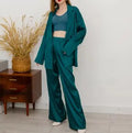 Enyami Office Work Leisure Elegant Long Sleeve Blazer Satin Trouser Suits Women Outifits Casual Loose Pants Matching Set