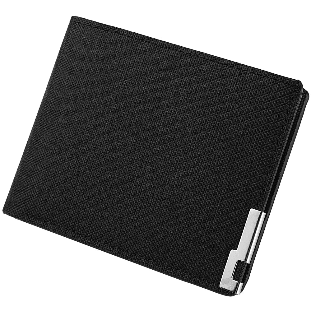 Men's Light and Casual Canvas Pattern Horizontal Short Iron Border Wallet