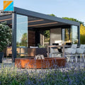 Waterproof Luxury Garden Backyard Gazebo Awning Canopy Adjustable Louver Roof Motorized Bioclimatic Aluminum Pergola