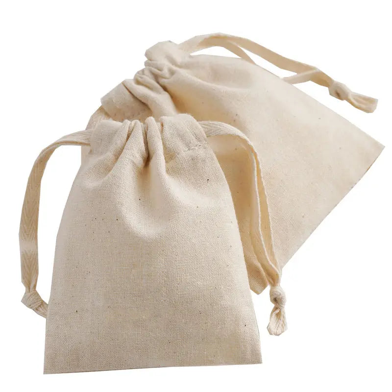 Portable Eco-Friendly Muslin Cotton Jewelry Storage Drawstring Pouch Small Organic Blank Gift Wrapping Bag