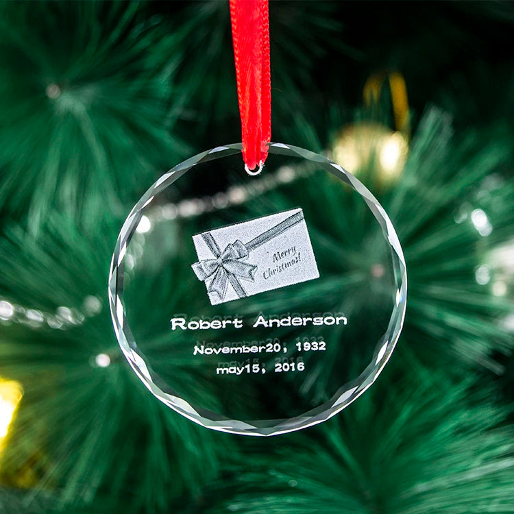 Factory Wholesale Personalised Custom K9 Hanging Crystal Glass Christmas Decoration Ornaments with Name Customized