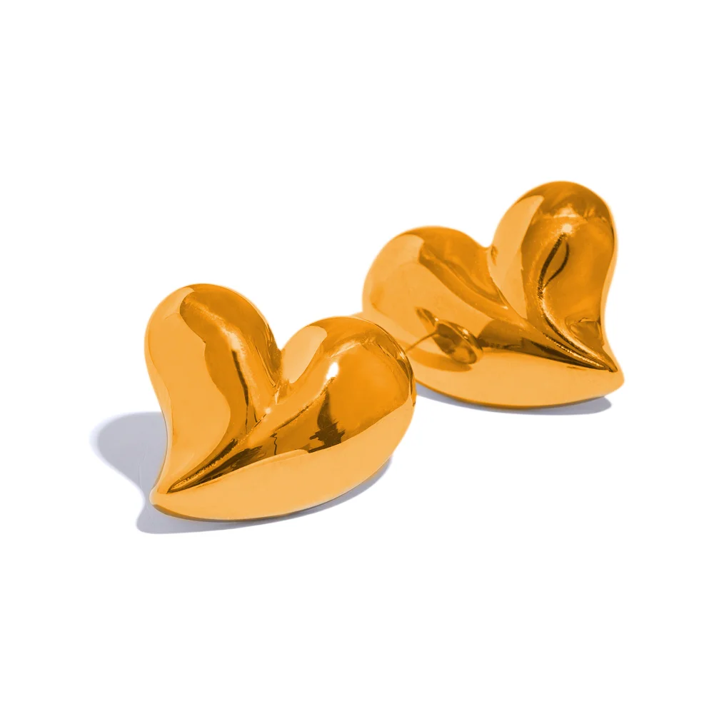 JINYOU 226 Wholesale Stainless Steel 316l Heart Fashion Stud Earrings 18K Gold Plated Metal Rust Proof Stylish Charm Jewelry