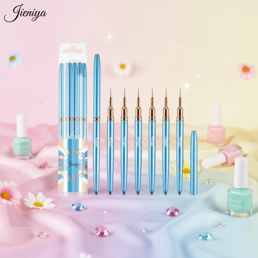 Wholesale Kolinsky/Nylon Custom Hair Blue Metal Handle Nail Art Brush for Liner Brush Sculpture Brush