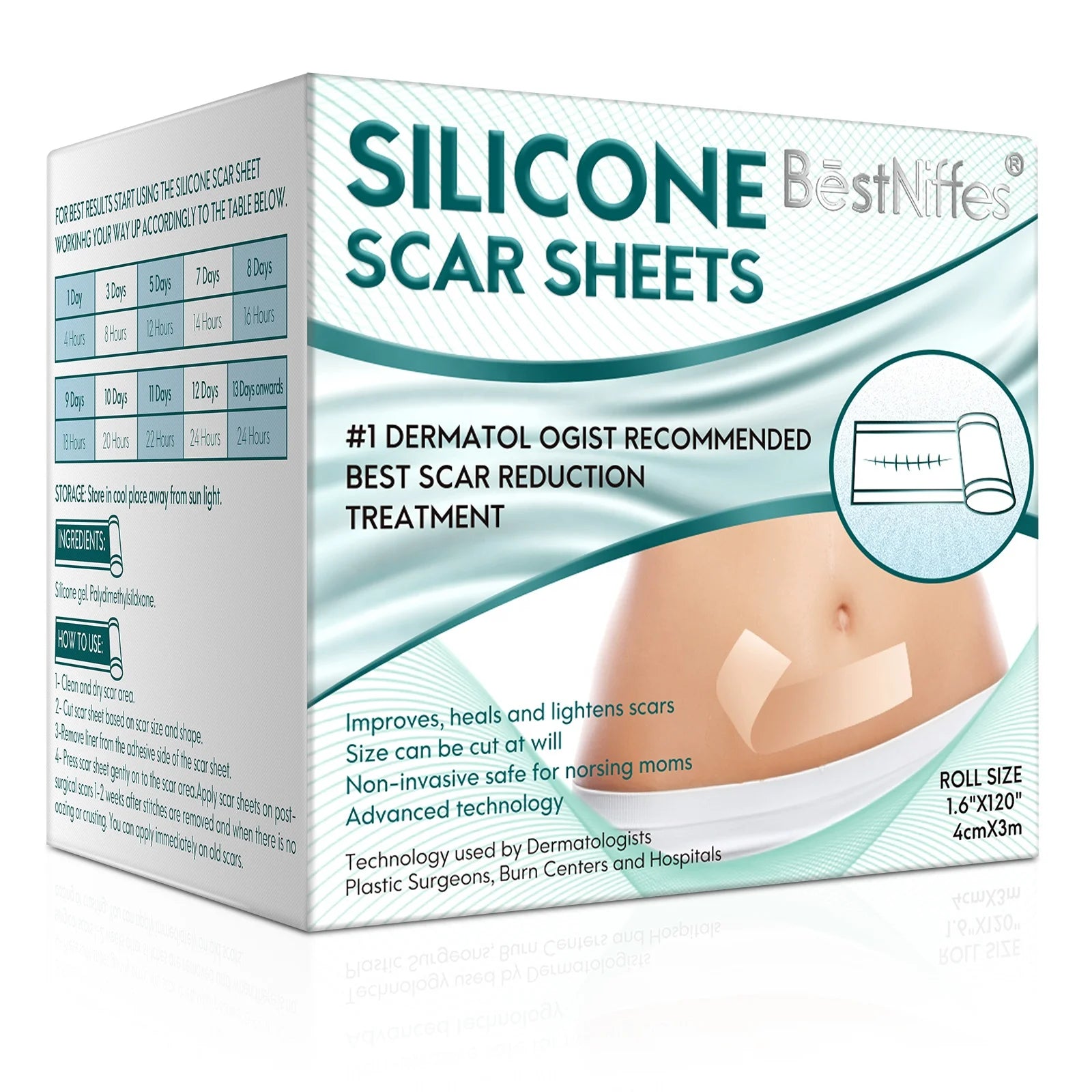 BESTNIFFES Professional Silicone Scar Remove Sheets for Scars Caused by C-Section
