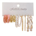 Customize Vintage Acrylic Twist Pearl Earring Set 5 Pairs Creative Simple pink Chain Earrings for Women