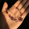 Healing Irregular Natural Crystal Beaded Statement Rose Crystal Elastic Bracelet for Girl Business Gift Engraving Christmas
