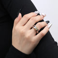 Chris April 316L Stainless Steel Double Loop Two Layers Ring PVD Gold Plated Two-tone Color Rings