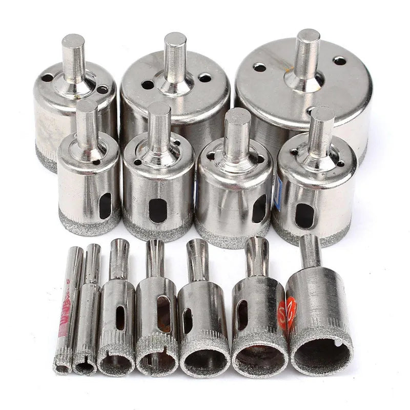 15pcs Diamond Coated Drill Bits Set 6mm-50mm Hole Saw for Tile Marble Glass Ceramic