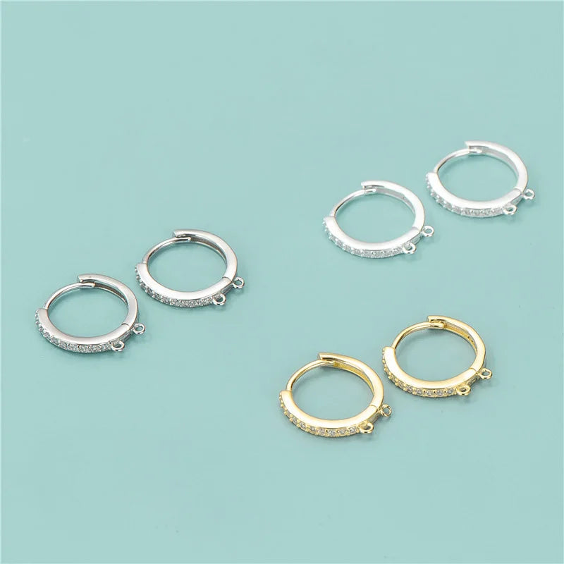 14mm Diy Accessories Tiny Huggie Hoop Earring Micro Zircon Gold Earrings Hook for Earring Making