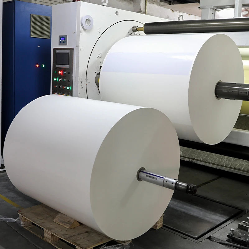 Top Coated 60mic White Glossy Bopp Films  With Acrylic Adhesive Glassine Liner Self Adhesive Jumbo Roll Sticker