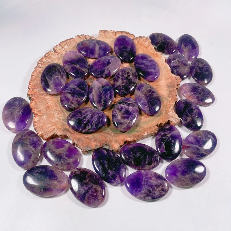 Hongzhuo Women's Natural Healing Amethyst Oval Gemstones Hot Sale Wholesale Colorful Smooth Crystal Crafts