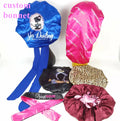 Hot Popular Luxury Designer Bonnet Sleeping Silk Satin Bonnet Double Layer Famous Brands Custom Bonnet