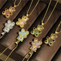 Micro-encrusted Diamond Cute Heart Bear Pendant Necklace Women's INS Style Fashion 18K Gold-plated Collarbone Chain