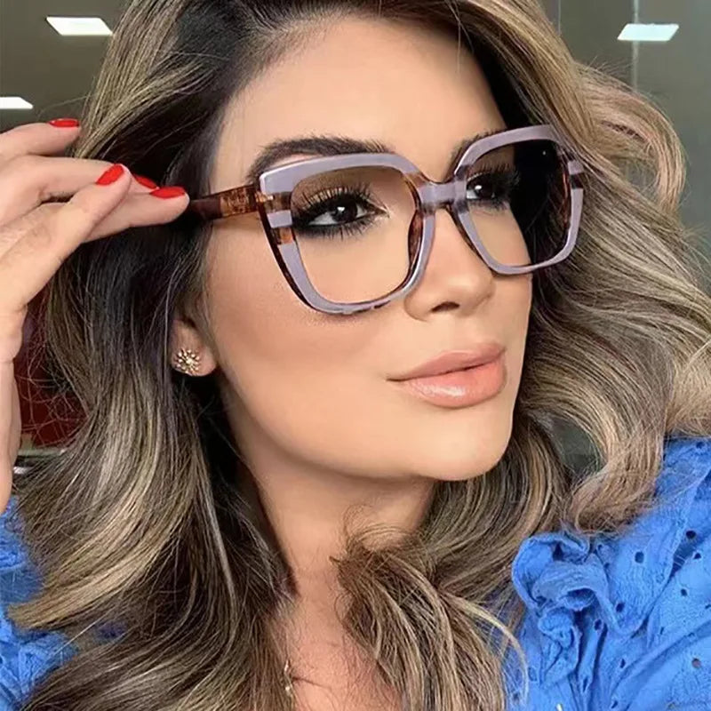 Luxury Trendy Personality Simple Oversized Optical Frames Eyeglasses Computer Glasses Anti Blue Light Glasses in Stock