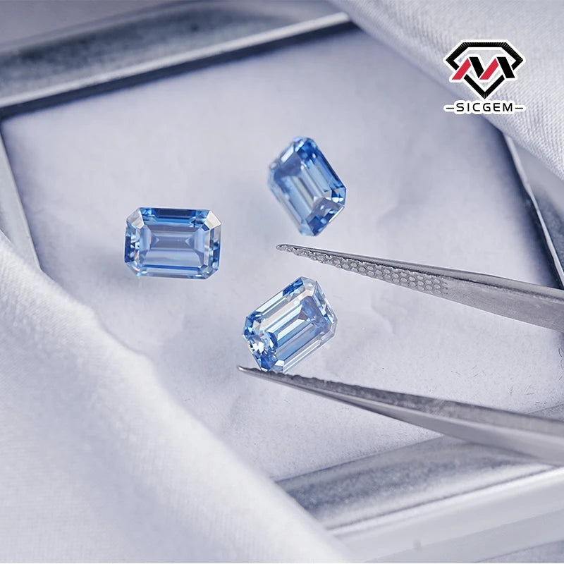 SICGEM Factory Direct Sale of Moissanite Loose Stone Wholesale VVS Moissanite Stone Emerald Cut Sapphire Moissanite