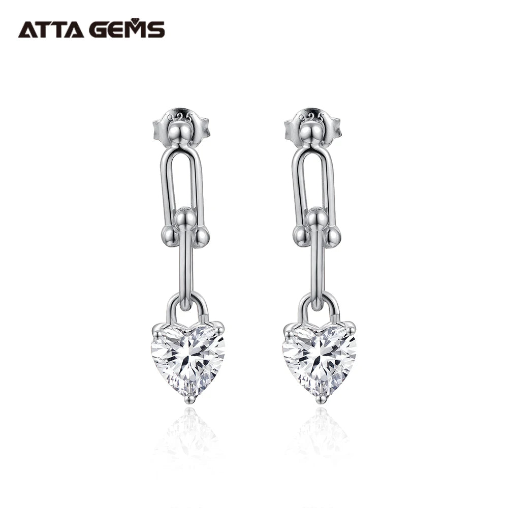 Earrings Heart Cut D Color VVS Moissanite Gemstones Earrings 925 Sterling Silver Fancy Gift for Her High Quality