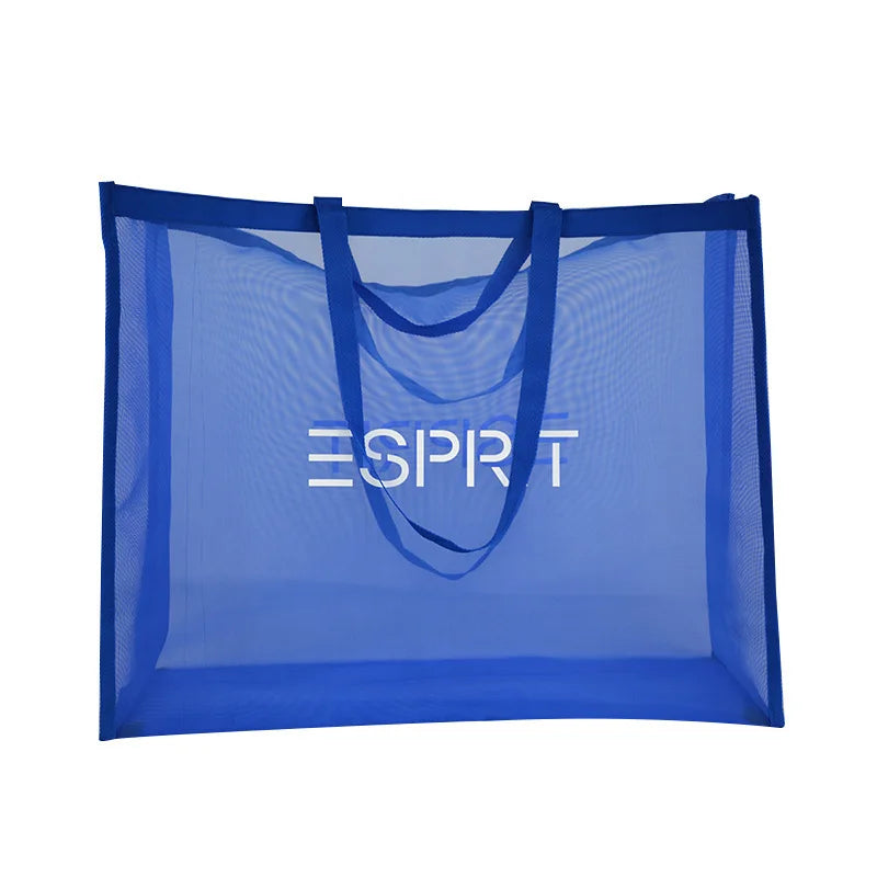 Custom Eco-Friendly Nylon Mesh Letter Large Capacity Tote Bag for Women Customized Color Logo Shopping Gift Beach Summer Use