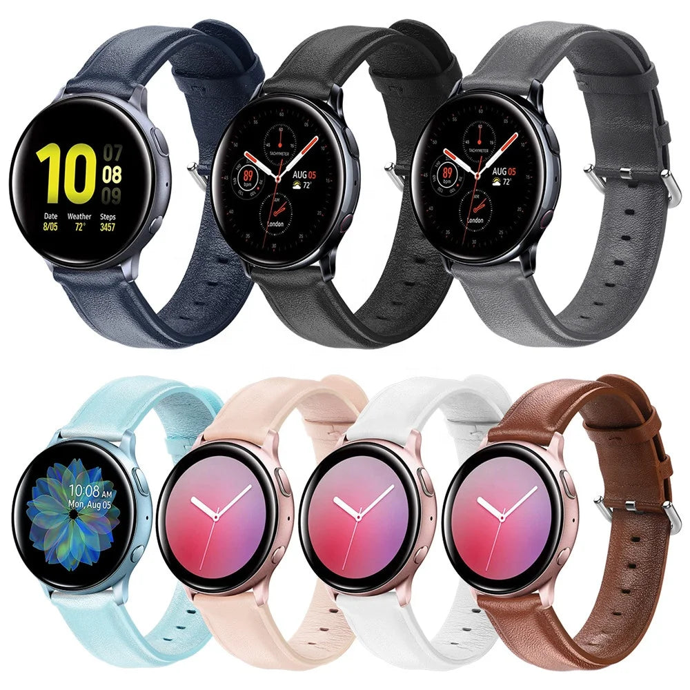 Genuine Leather Watchband for Samsung for Galaxy Watch 42mm 46mm Active 2 Gear S3 Strap Band Bracelet for Huawei Watch GT-20mm 2