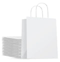 8x4.25x10.5 InchesWhite Kraft Paper Gift Bags Shopping Bag with Handles Craft Retail Bulk 100% Recyclable