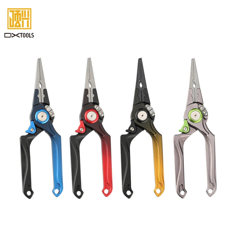 Wholesale DXtools FG-1065 Multi-Function Aluminum Fishing Pliers Lock Tungsten Steel Cutters 19cm Saltwater Hook Removal Tool