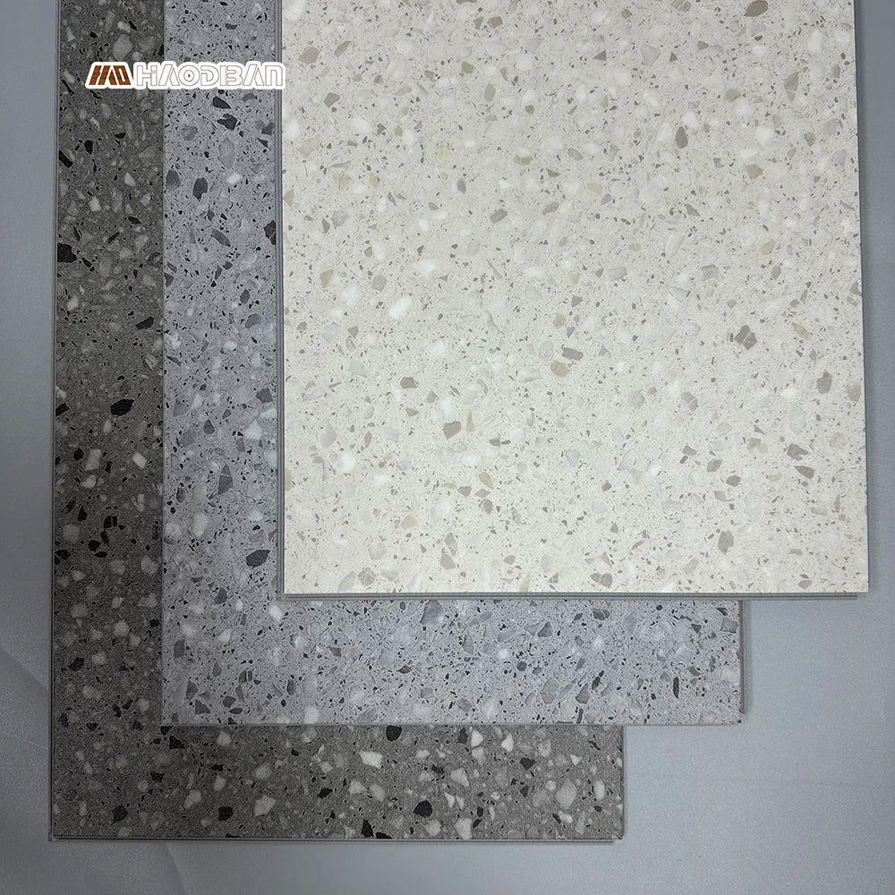 Foshan Haofamily Factory Price Large Terrazzo PVC Vinyl Tiles Stone Effect SPC Click Floor Tiles