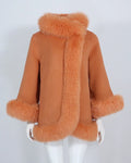 OFTBUY 2023 Fashion Elegant Woolen Jacket Women Asymmetrical Natural Fox Fur Collar Cuffs Cashmere Blends Woolen Coat for Women